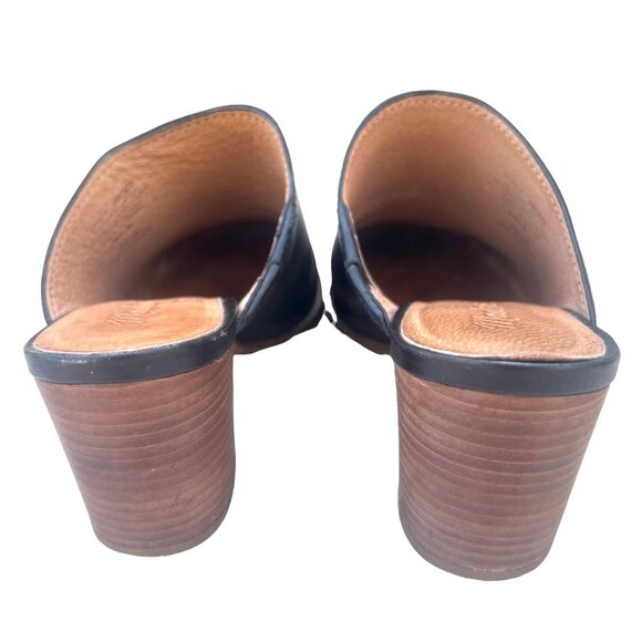 Madewell Women’s Size 8 Leather Mules  2.5” stacked wood Heel Slip On - Picture 6 of 7